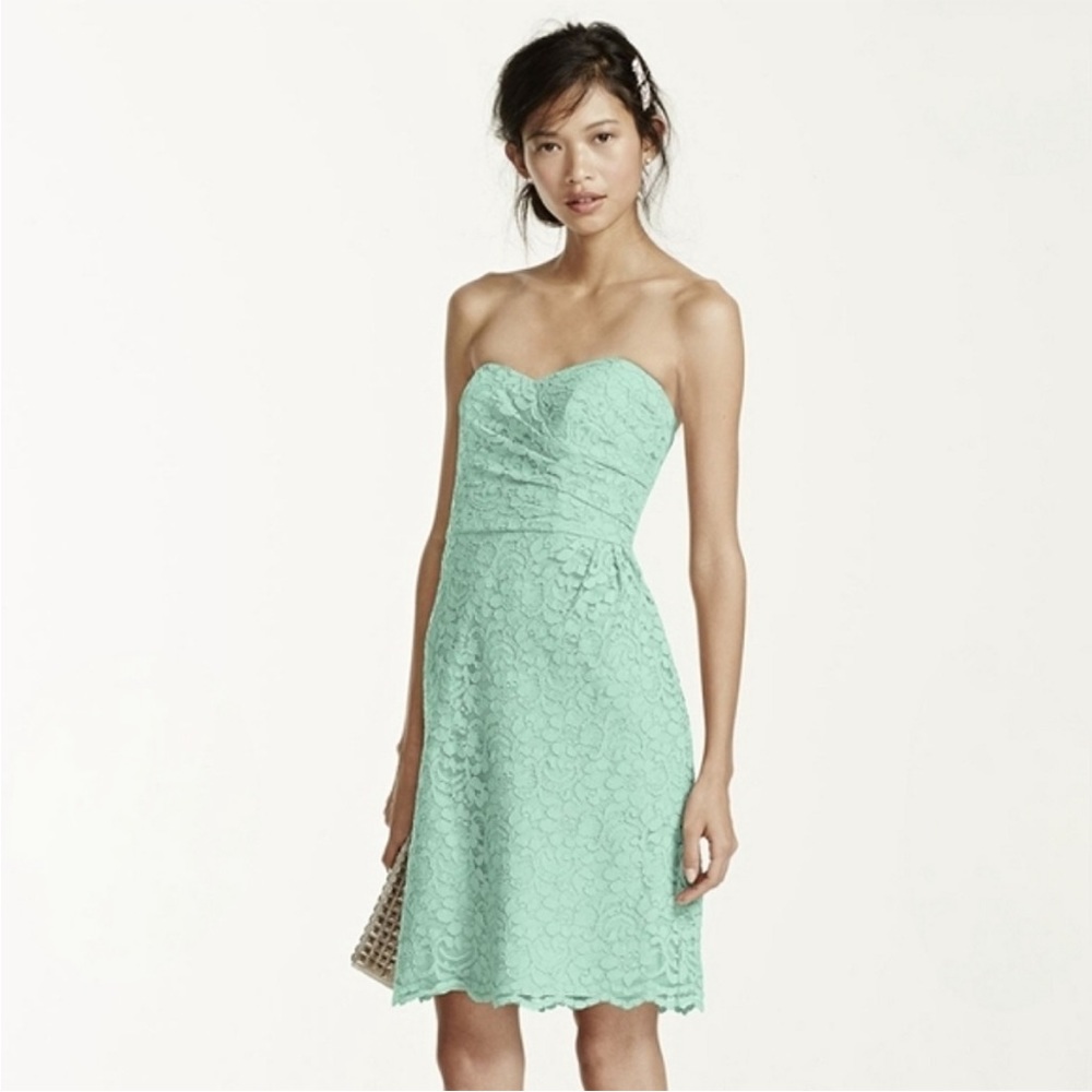 David’s Bridal Mint Green Lace Dress